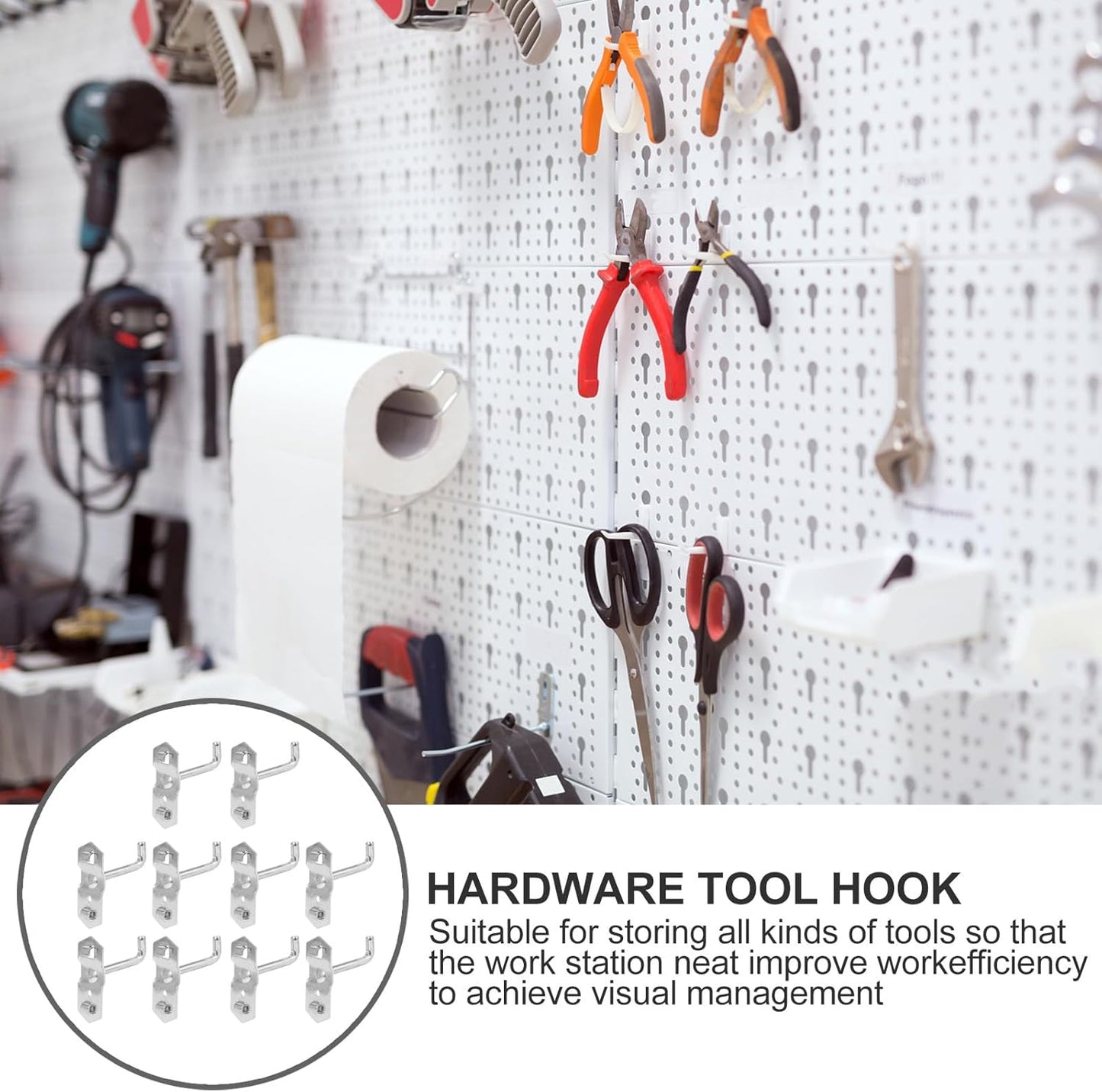 BESTOYARD 10pcs Heavy Duty Metal Wall Mount Tool Organizer Hooks 50mm 