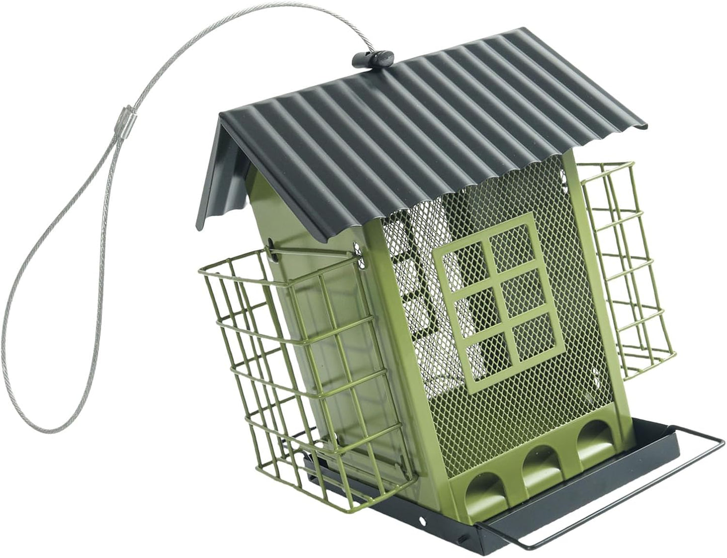 Decorative Outdoor Bird Feeders Squirrels Proof Double Roof Metal Bird
