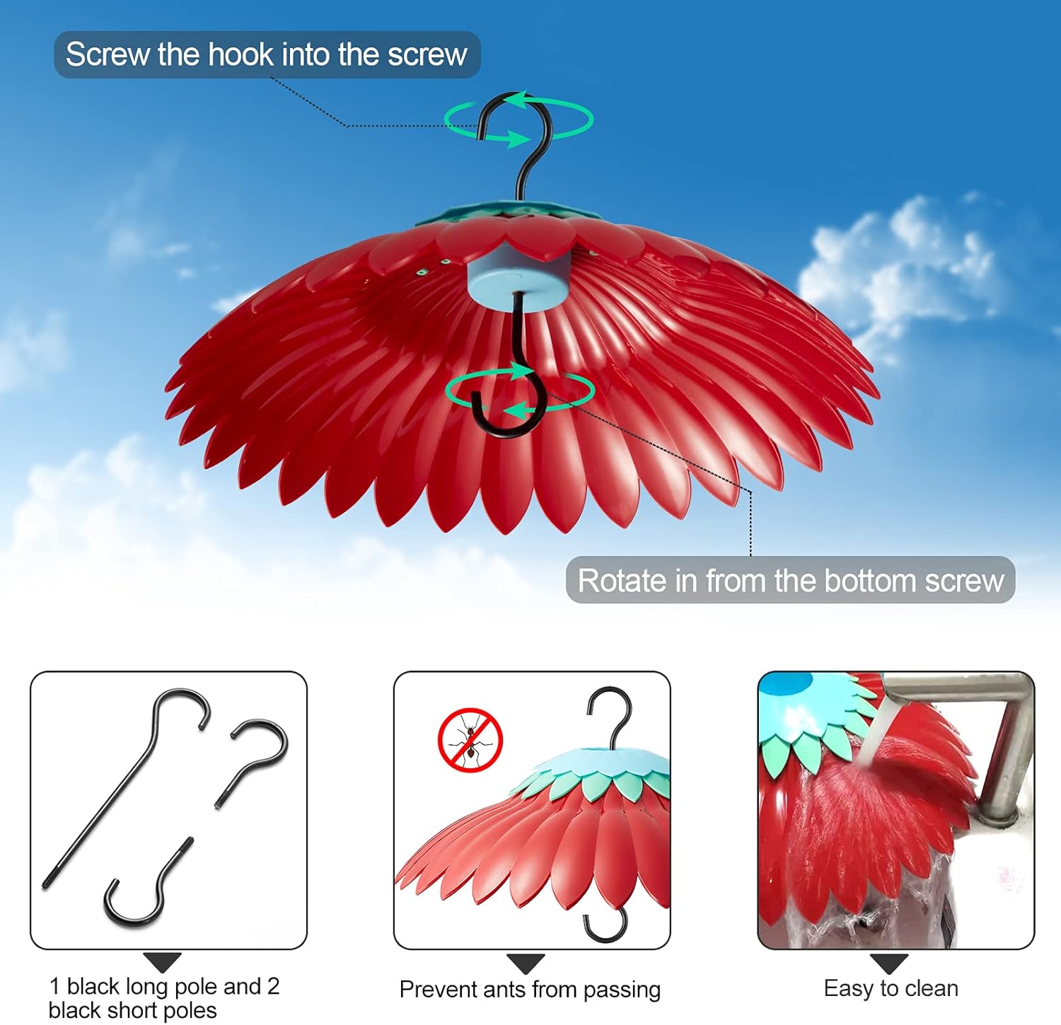Squirrel Baffle for Hanging Bird Feeder Rain Cover for Outside Weather