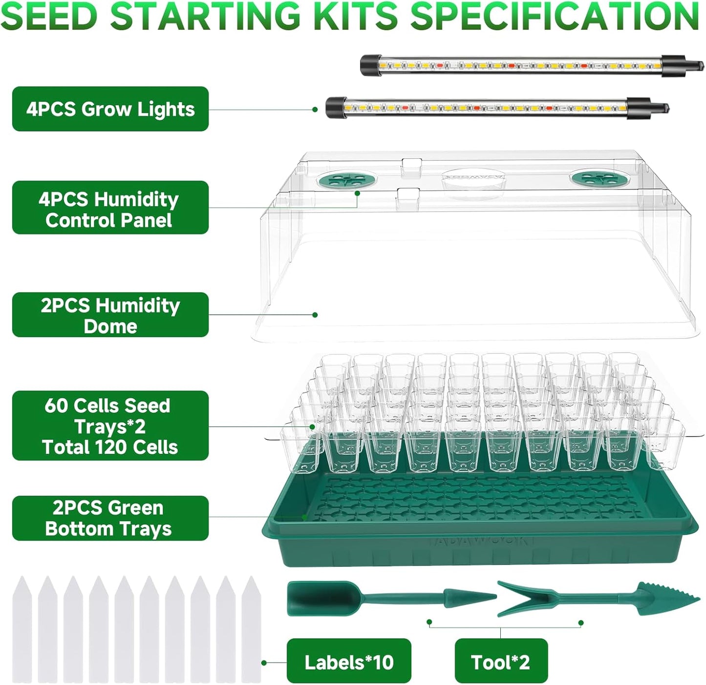 Seed Starter Tray, Seed Starter Kit with Grow Lights, Color Change Gro