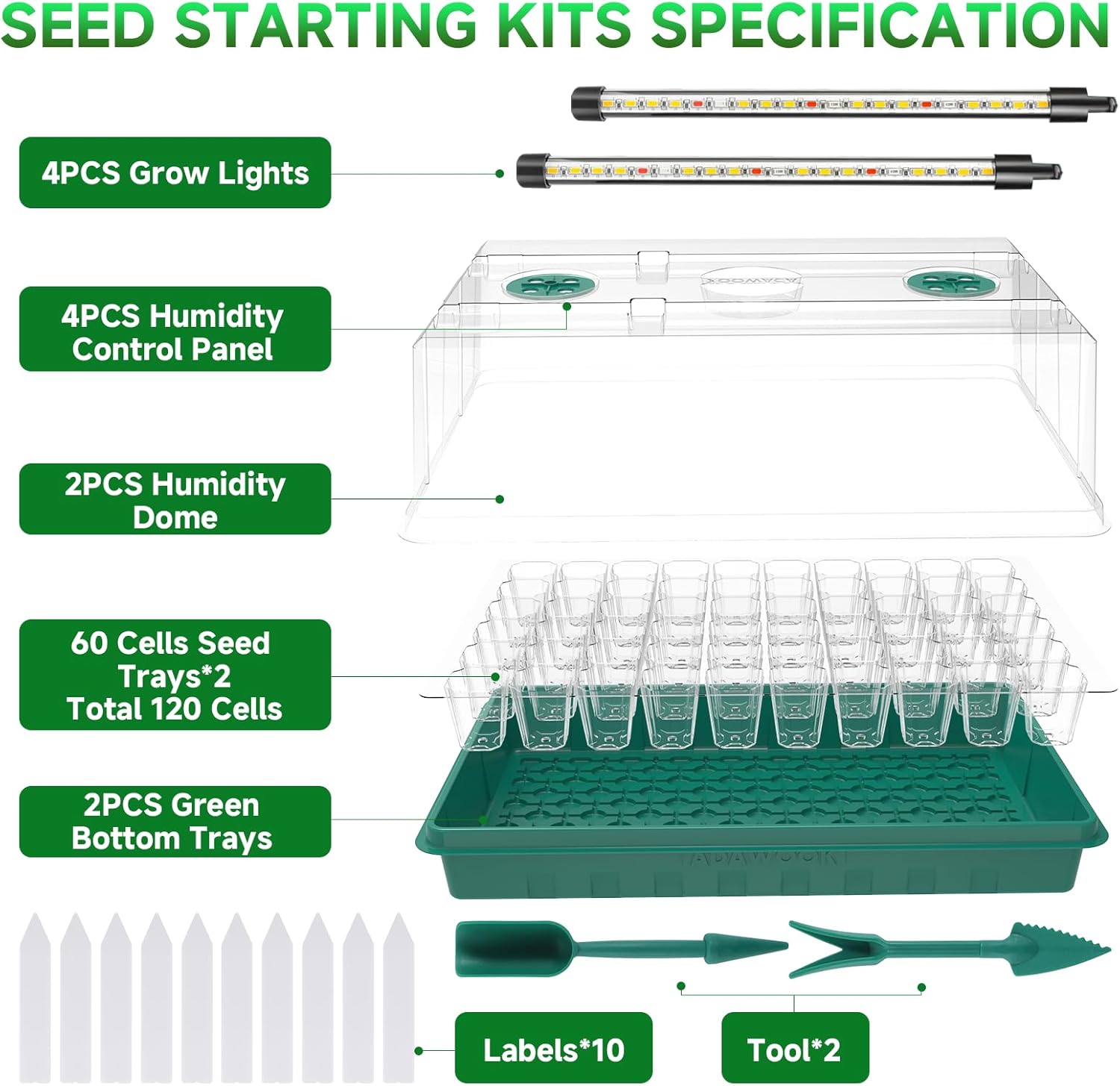 Seed Starter Tray, Seed Starter Kit with Grow Lights, Color Change Gro