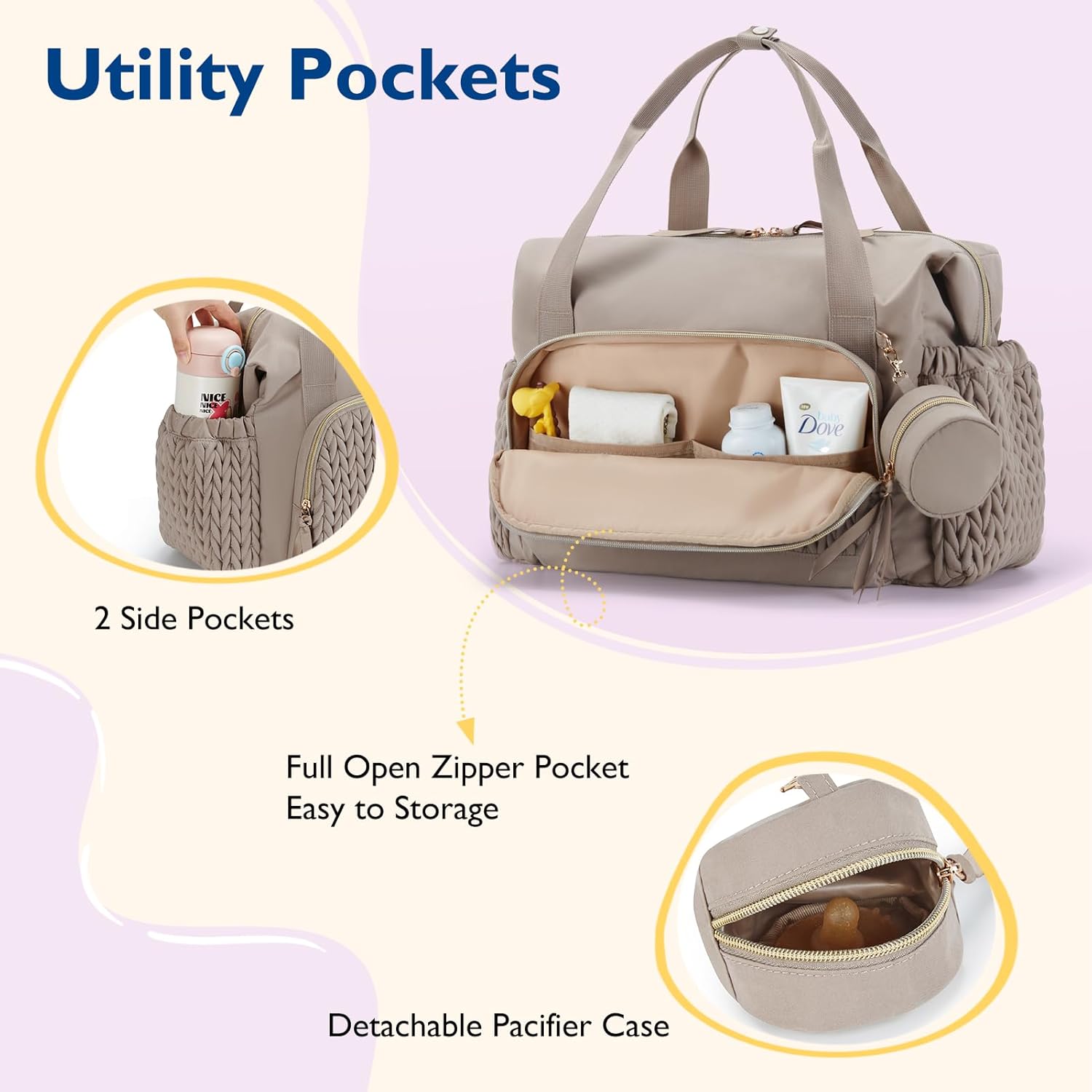 mommore Diaper Bag Tote, Large Capacity Travel Diaper bags, Hospital B