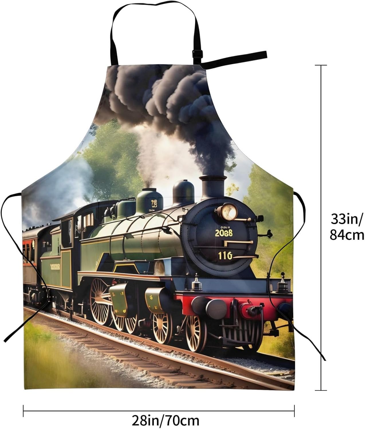Steam Little Train print Waterproof apron with pocket adjustable cooking apron for adult kitchen bibs to bake