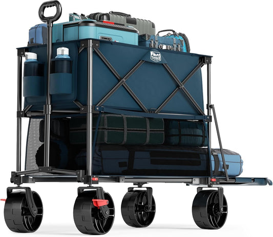 TIMBER RIDGE 400L Large Capacity Folding Double Decker Wagon with Brak
