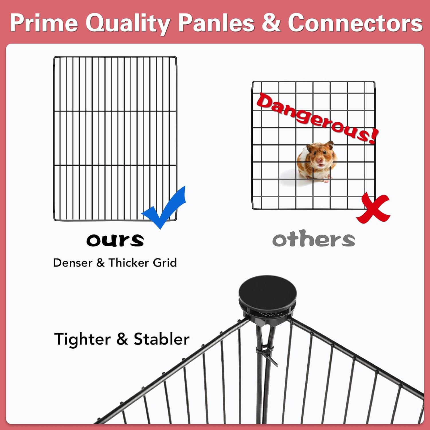12 Panels Small Animal Playpen, 48" x 24" x 16" Pet Playpen with Water