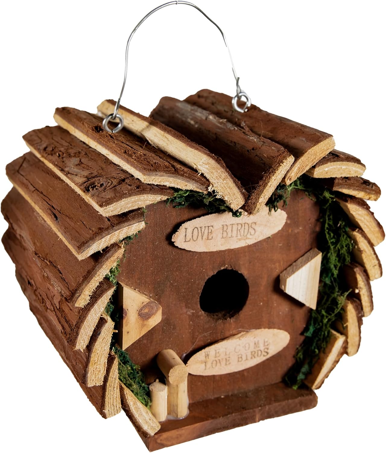Cartanfill-Handmade Wooden Outdoor Birdhouse for Cardinals, Hanging Garden Birdhouse for Viewing, 7-Inch, Wild Bird Feeder, Ranch Patio Yard Tree Hanging (A)