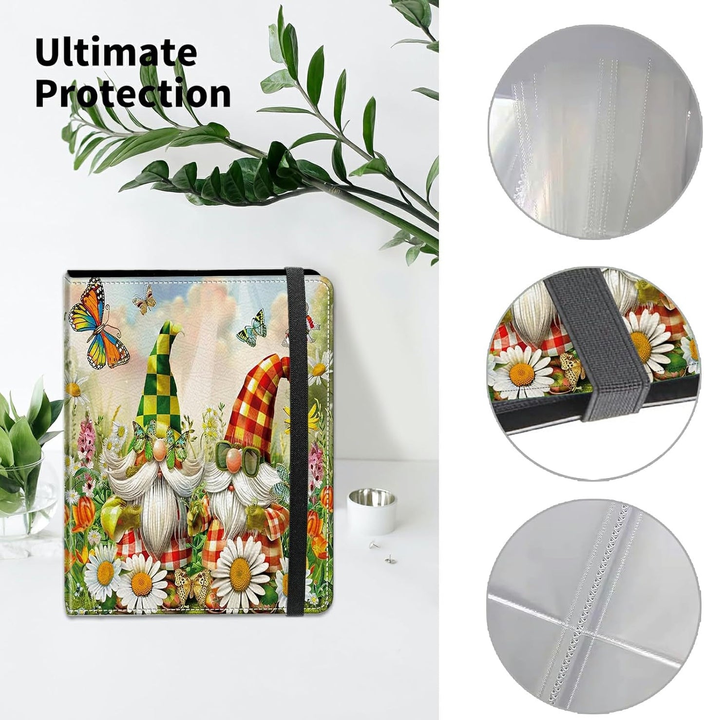 Mini Photo Album for 2x3 Pictures, Garden Gnomes Portable Pocket Size 