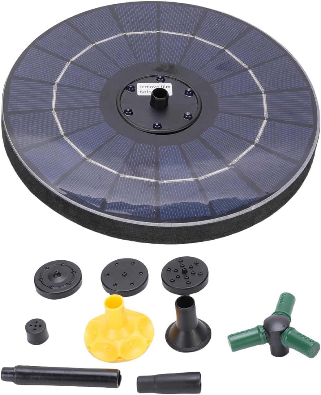 Bird Bath Fountains Solar Power for Outside with Color LED Lights 6 Nozzles 3 Rods for Garden Pond Pool