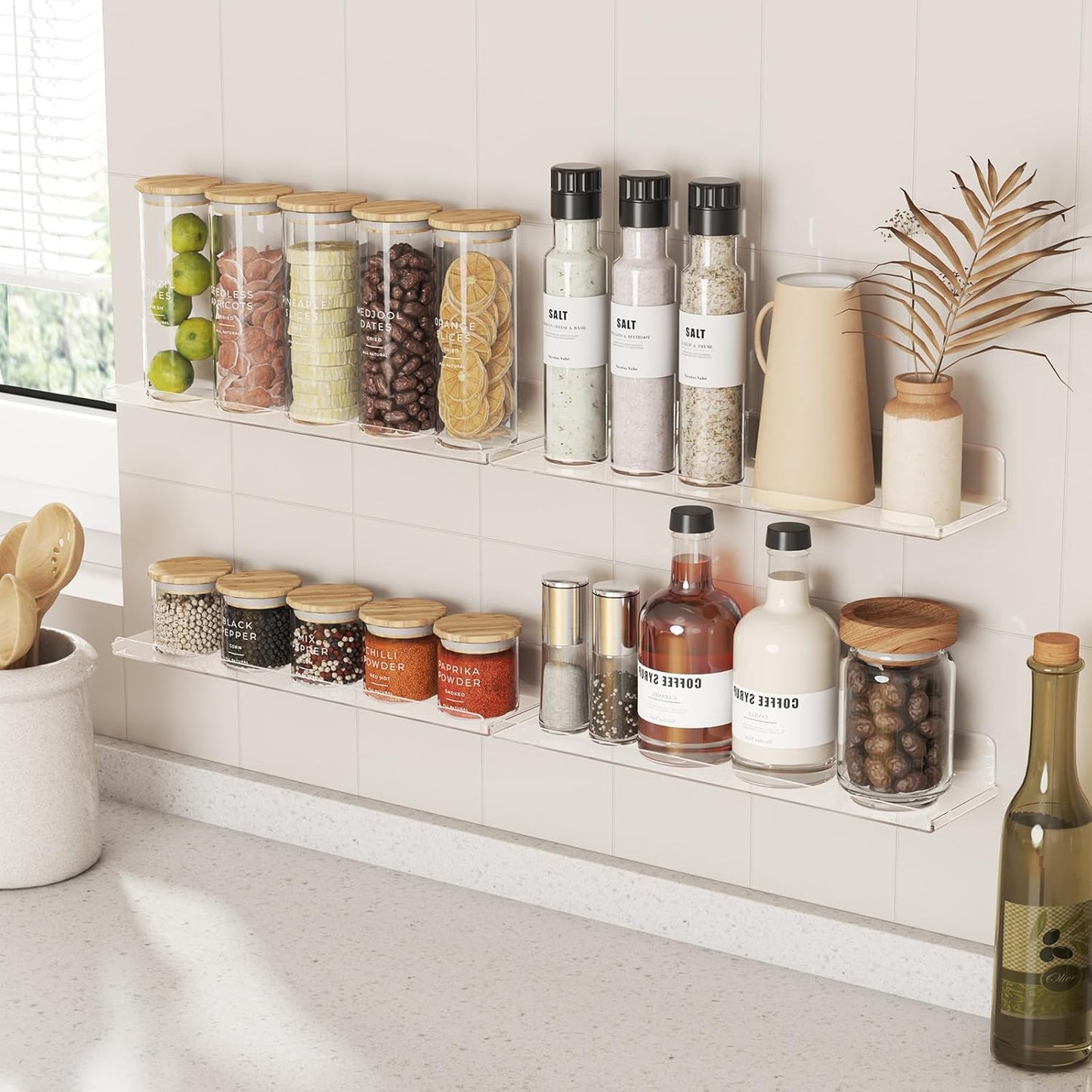 Lifewit Floating Shelves for Bathroom, 14" Clear Wall Organizer for Ma