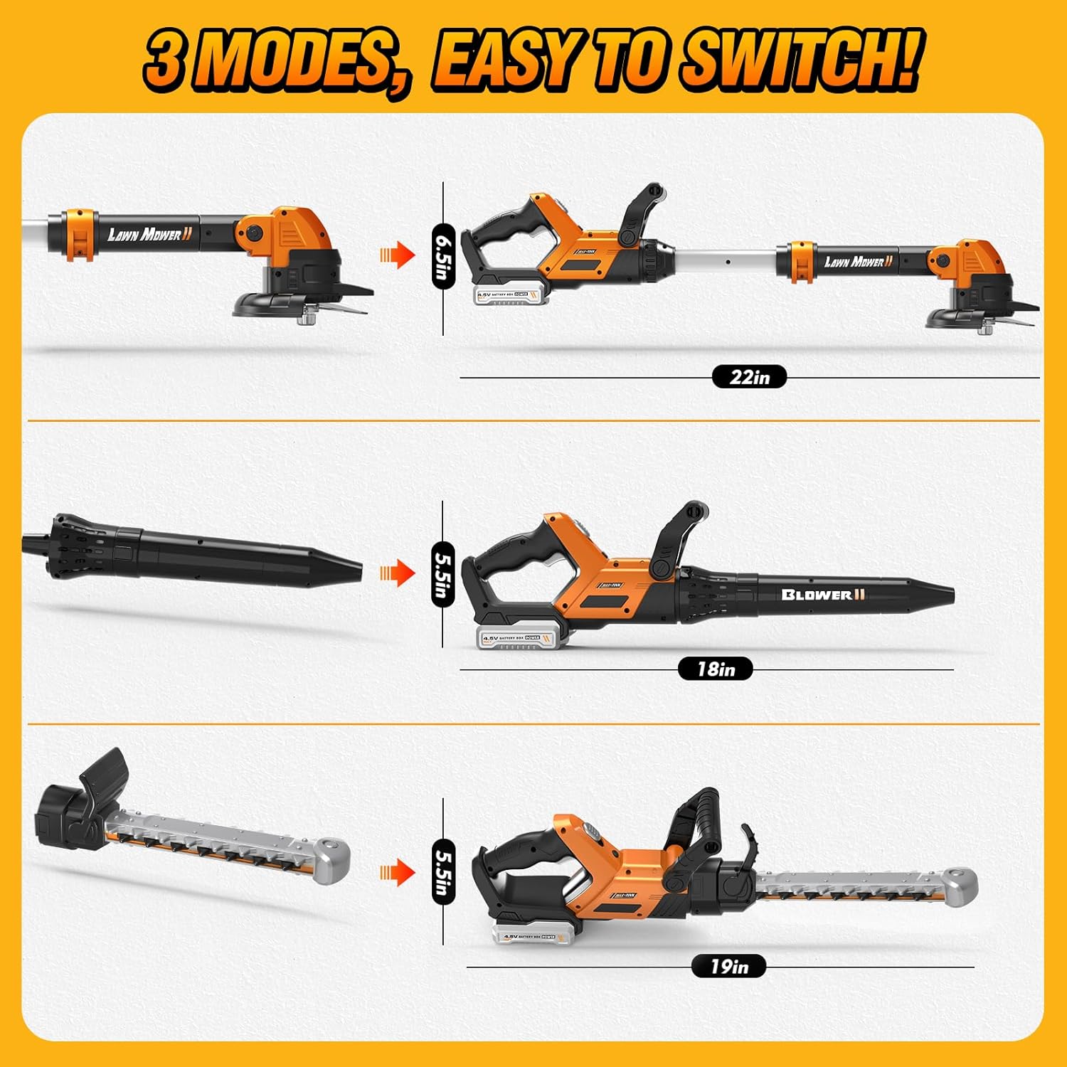 3-IN-1 Kids Garden Tools with Lights and Sounds, Weed Wacker Toy, Leaf