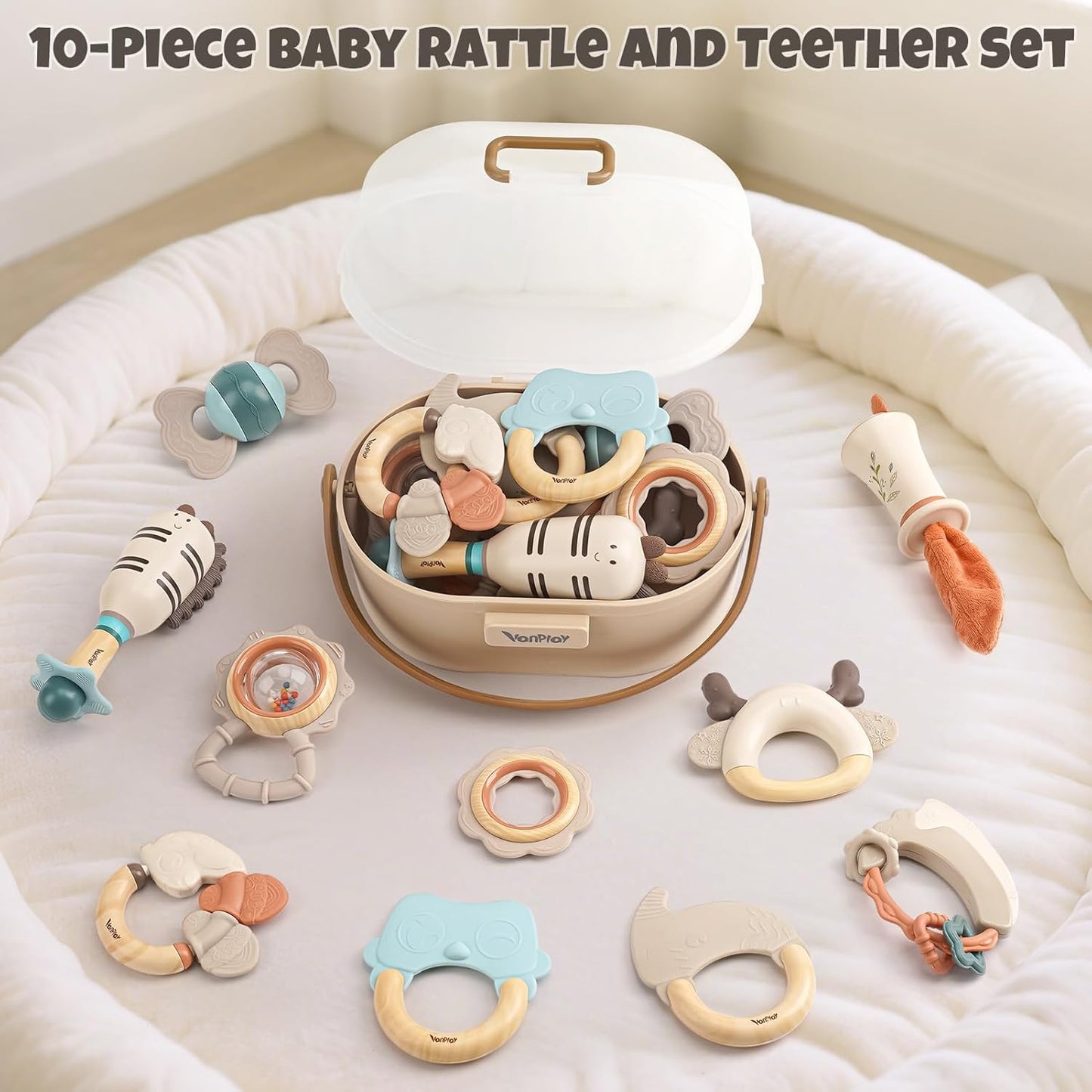 Baby Rattles & Teethers Set – Baby Toys 0-6 Months, Teething Toys 3-6 