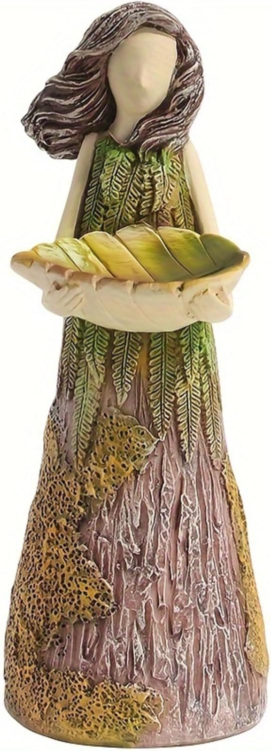 Charming Forest Girl Statue Resin Figurine Bird Feeder - Vintage Garden & Balcony Decor, Perfect for Mother's Day, for Spring, Summer
