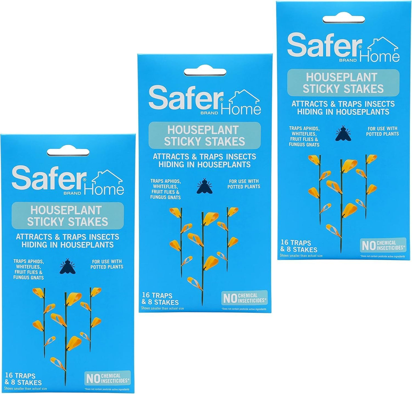 Safer Brand Home SH5026-3SR Houseplant Sticky Stake Insect Traps for I