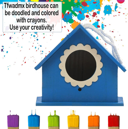 Tfwadmx Wooden Bird House, Hanging Birdhouse for Outside, Garden Patio Decorative Nest Box Bird House for Robin Budgie Swallow Little Sparrow Finch Throstle or Medium Size Birds