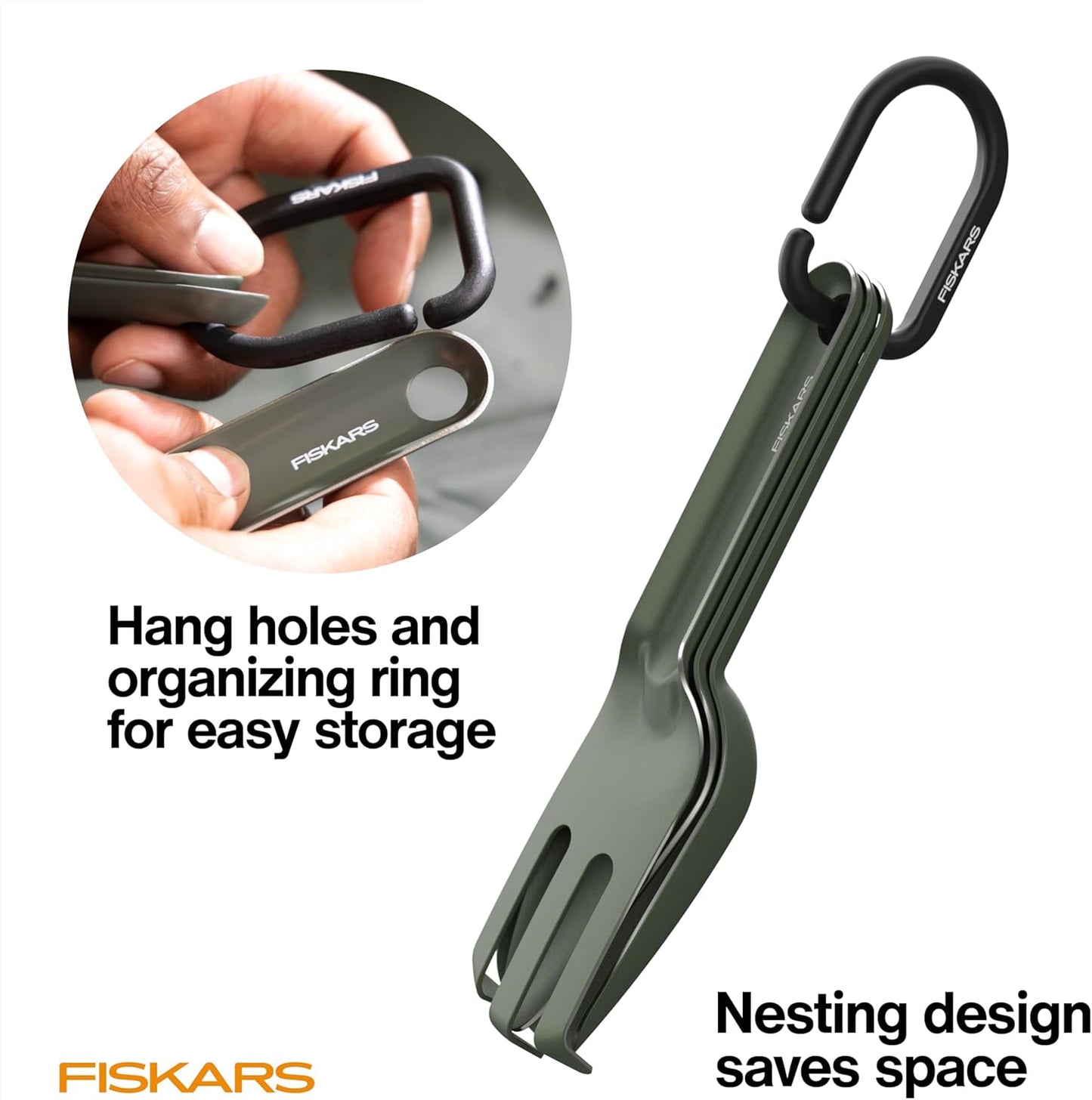 Fiskars 5-Piece Cultivating Tool Set, Nesting Trowel, Soil Scoop, Cult