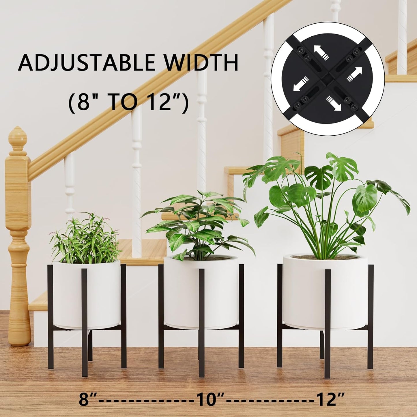 Adjustable Metal Plant Stand Indoor Outdoor - Fits 8 to 12 Inches Pots
