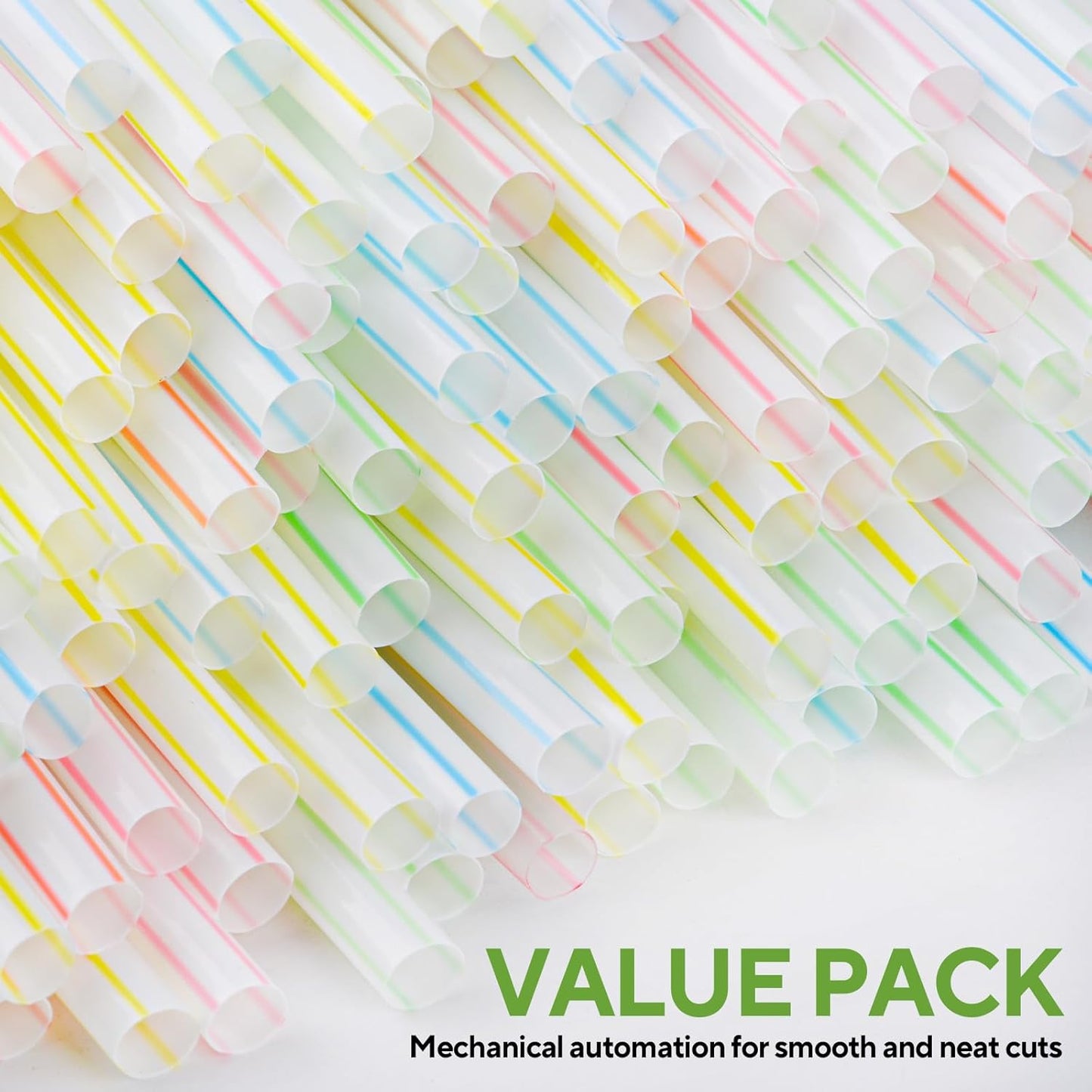 [200 Pack] 8.5" High Flexible Plastic Straws,Bendable Disposable Drinking Straws -Striped Assorted Colors for Home Use Milk Juice Drinks