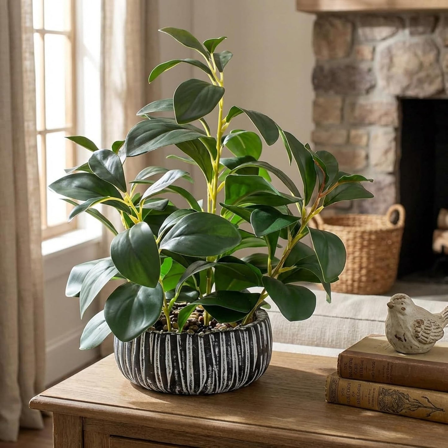 Small Artificial Plants in Pots Realistic Faux Green Vine Plant in Cement Planter for Indoor Home Desk Decor Office Bedroom Bathroom Artificial Plants Indoor, Faux, Small