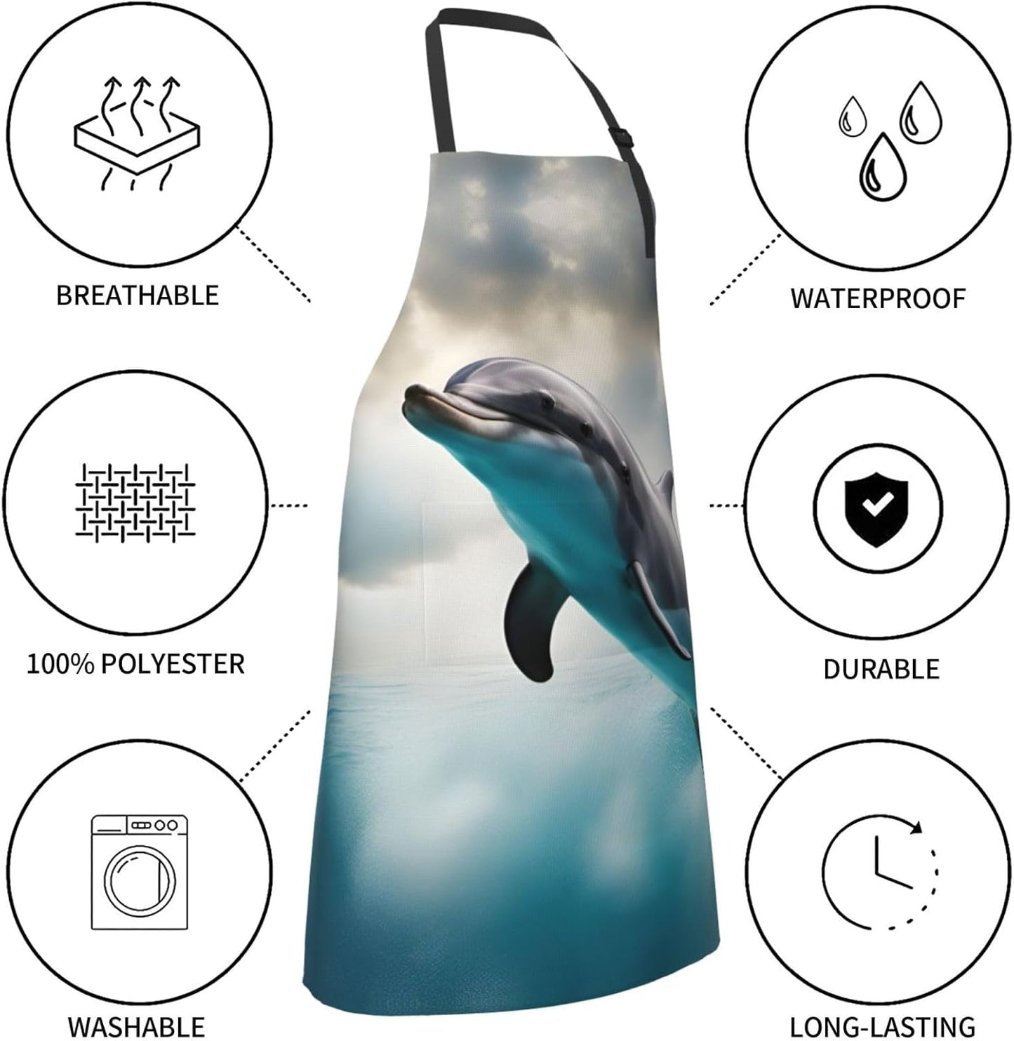 Funny Dolphin Looking at You print Waterproof chef's apron with pocket