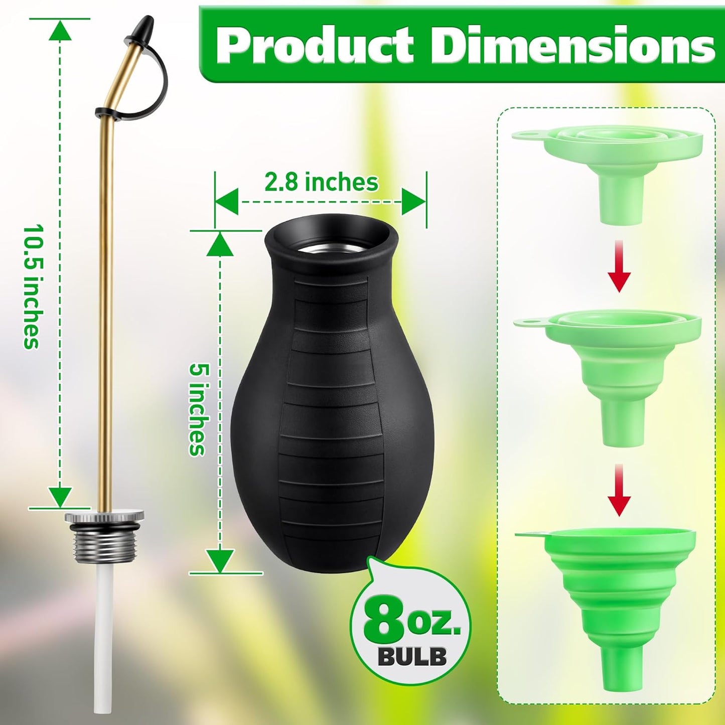 Diatomaceous Earth Powder Duster, 8OZ Garden Powder Applicator Dispenser with Long Metal Tube, Bulb Duster Sprayer for Home Organic Gardening Agricultural Supply (Black,1 Pack)