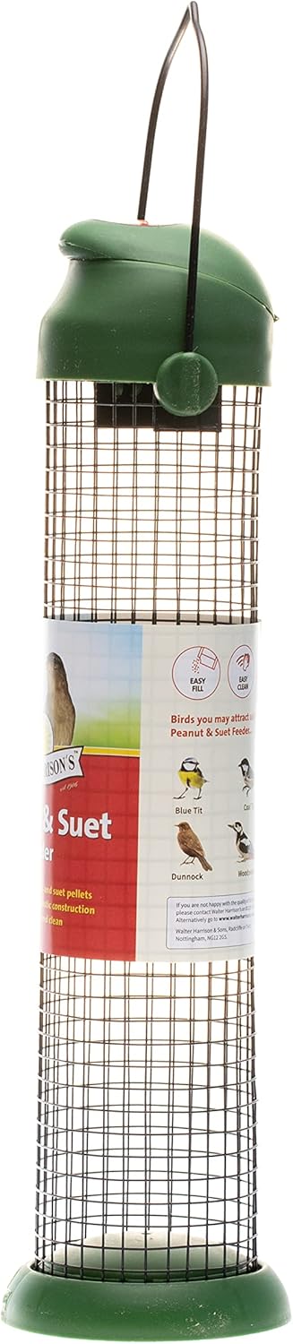 Walter Harrison's Wild Bird Flip Top Green Hanging Peanut Feeder - Lar