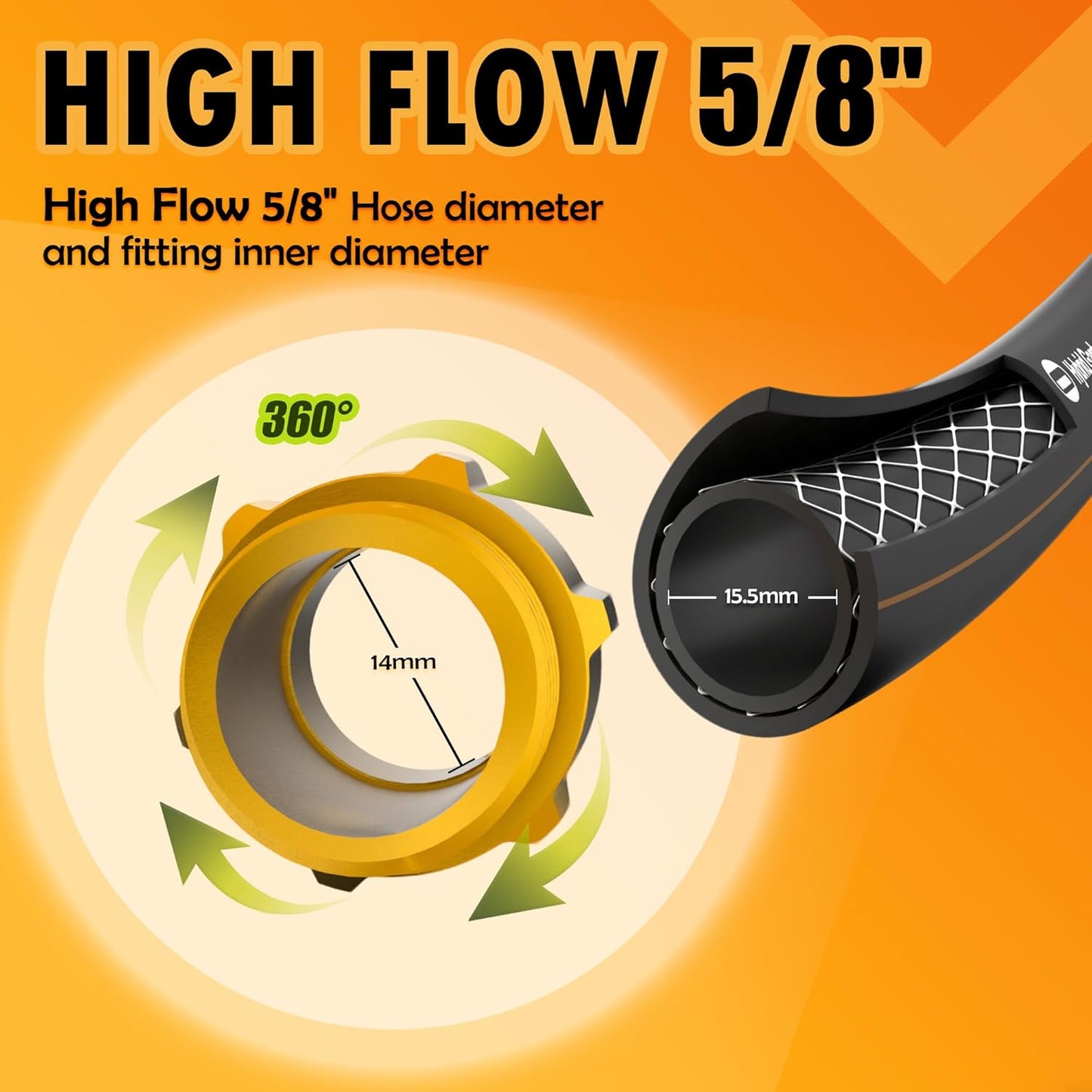 5/8 in. × 75 ft. High Flow Heavy Duty Garden Hose Flexible Hybrid Rubb