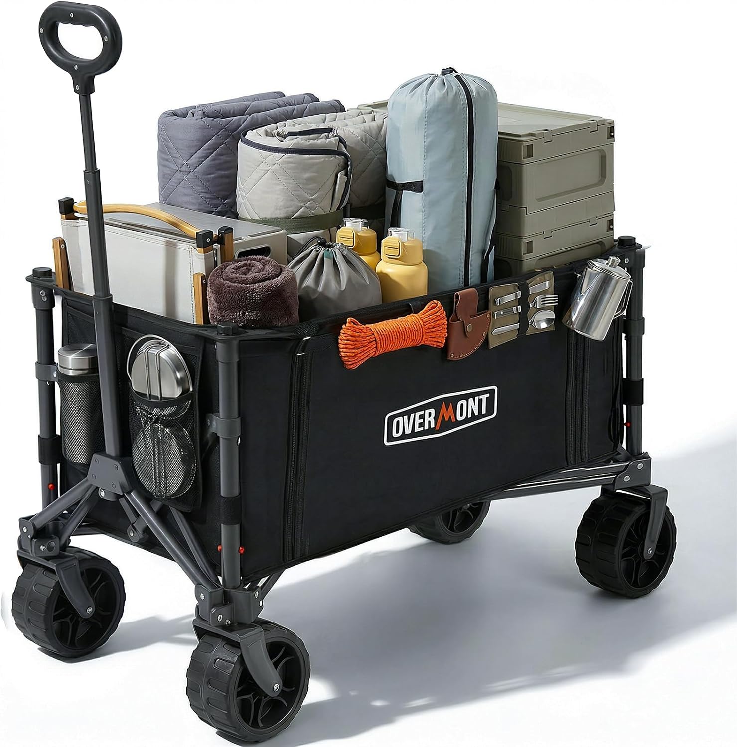 Overmont 3 in 1 Collapsible Wagon Cart - Ultra-Compact & Lightweight F