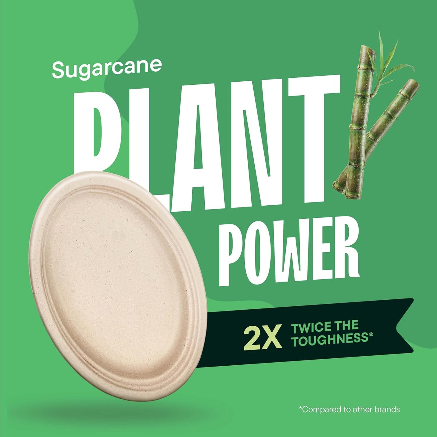 100% Compostable Oval Paper Plates [12.5 inch - 50-Pack] Elegant Disposable Dinner Platter Heavy-Duty Quality, Natural Bagasse Unbleached Eco-Friendly Made of Sugar Cane Fibers, [12.5" x 10" Platter]