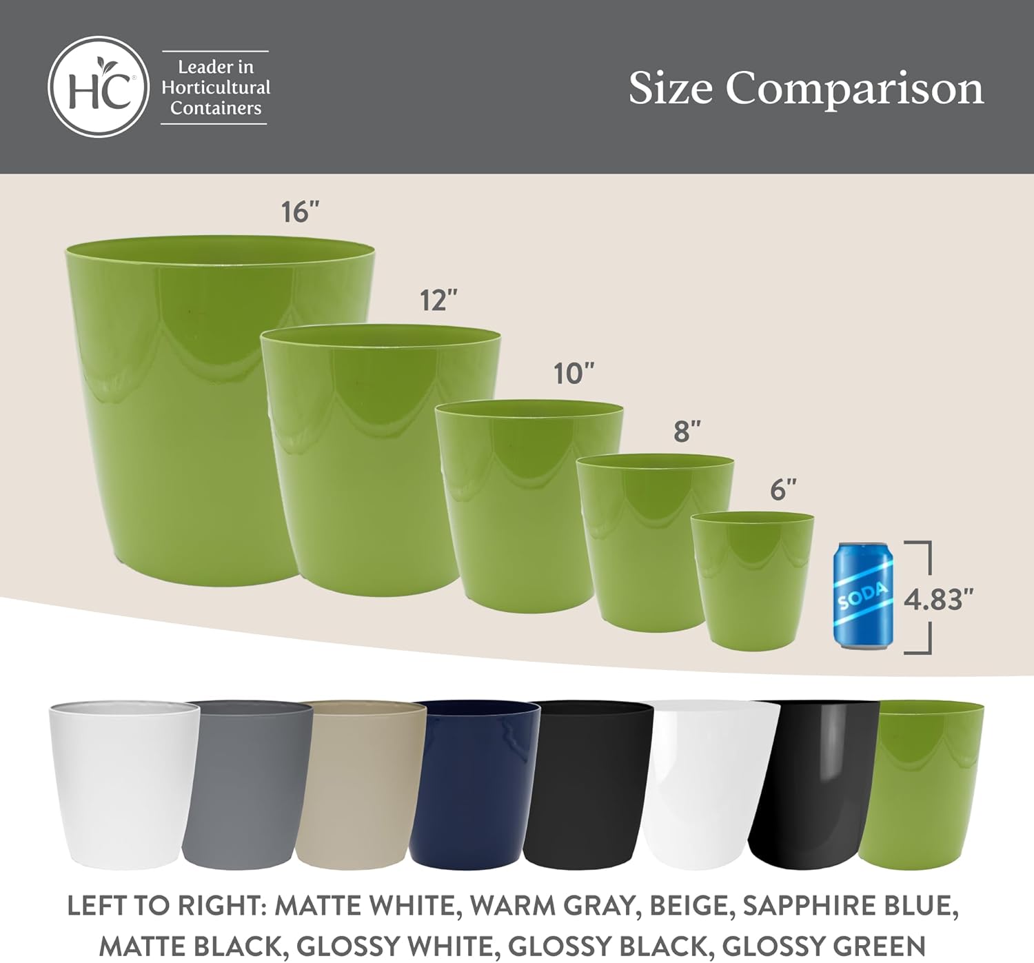 The HC Companies Aria Round Self-Watering Pot - Lightweight Plastic Pl