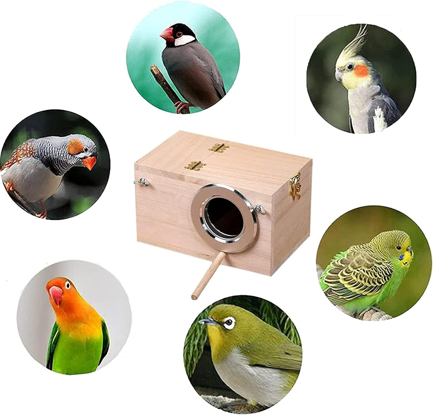 Parakeet Nesting Box, Bird Nest Breeding Box Cage Wood House for Finch Lovebirds Cockatiel Budgie Conure Parrot, 8'' X 5'' X 5''