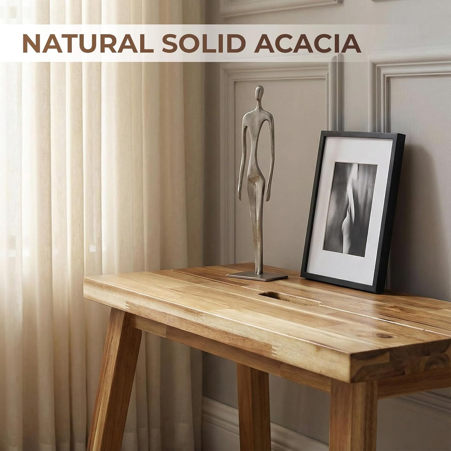 Solid Wood Bench for Entryway, Make Up Bench, Bed Bench, Dining, Plant Stand - Wooden Bench Indoor (26 inches)