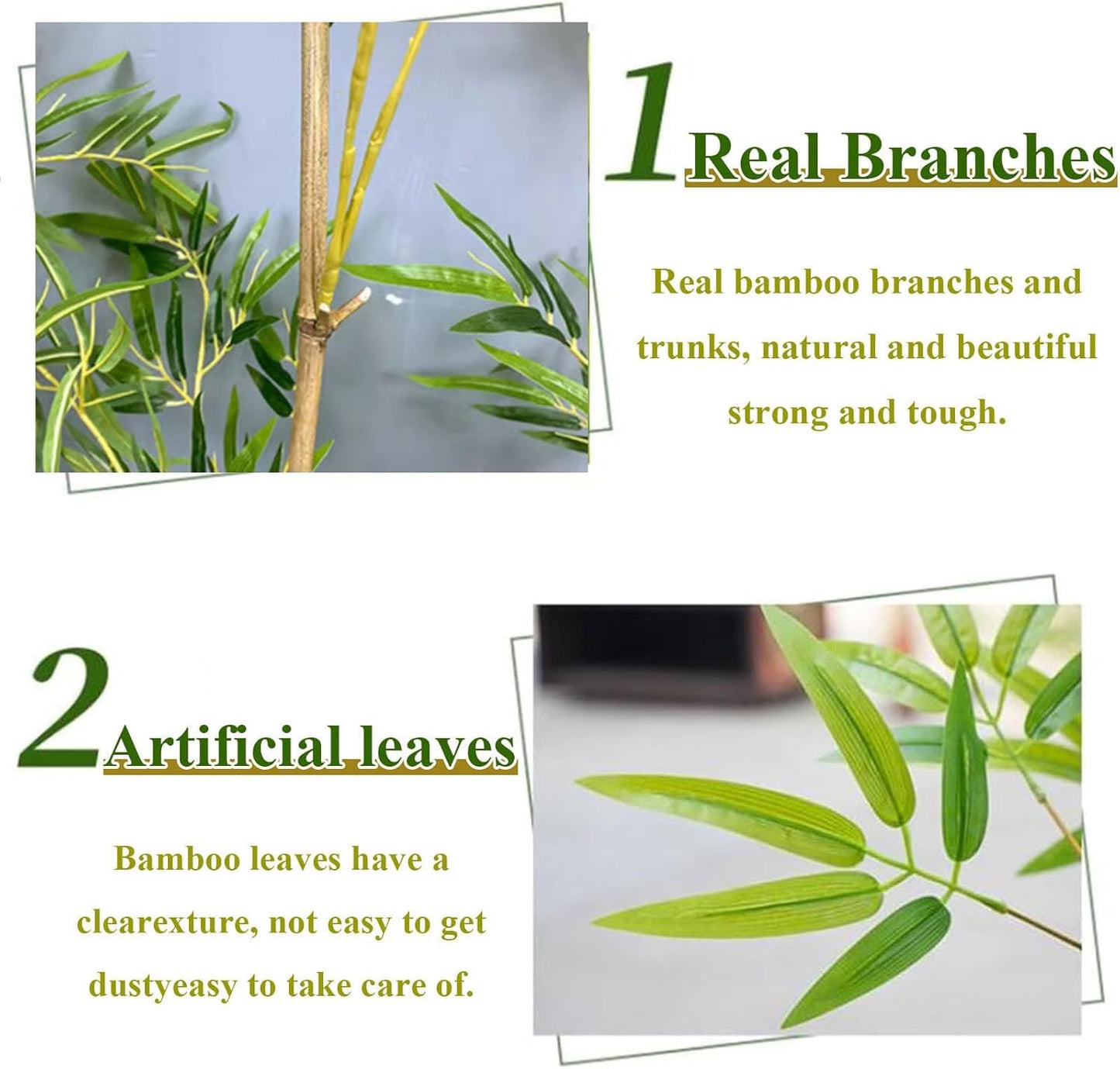 Outdoor Indoor Artificial Bamboo Plants Trees with Leaves, Fake Faux Silk Greenery Wall DIY Decor Screen for Landscaping Privacy, Garden Fence, Courtyard Entrance & Room Separator Decor(5 Bamboo,1m/3.
