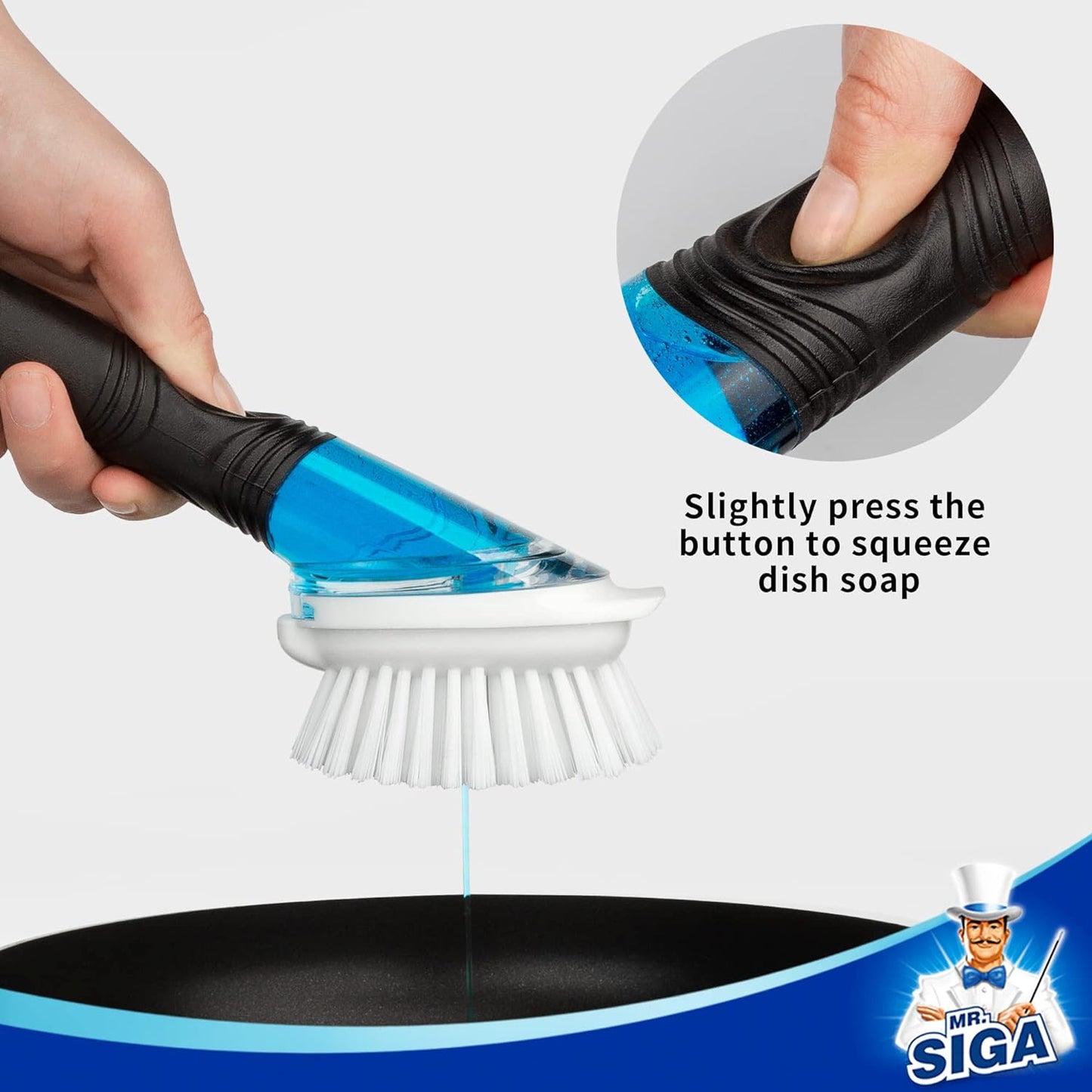 MR.SIGA Soap Dispensing Dish Brush, Kitchen Brush for Pot Pan Sink Cle
