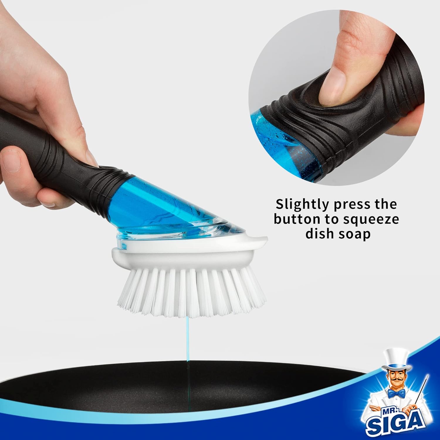 MR.SIGA Soap Dispensing Dish Brush, Kitchen Brush for Pot Pan Sink Cle
