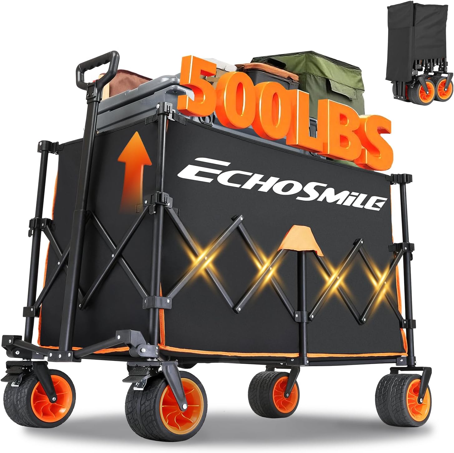 EchoSmile Collapsible Foldable Extended Wagon with 500lbs Weight Capac