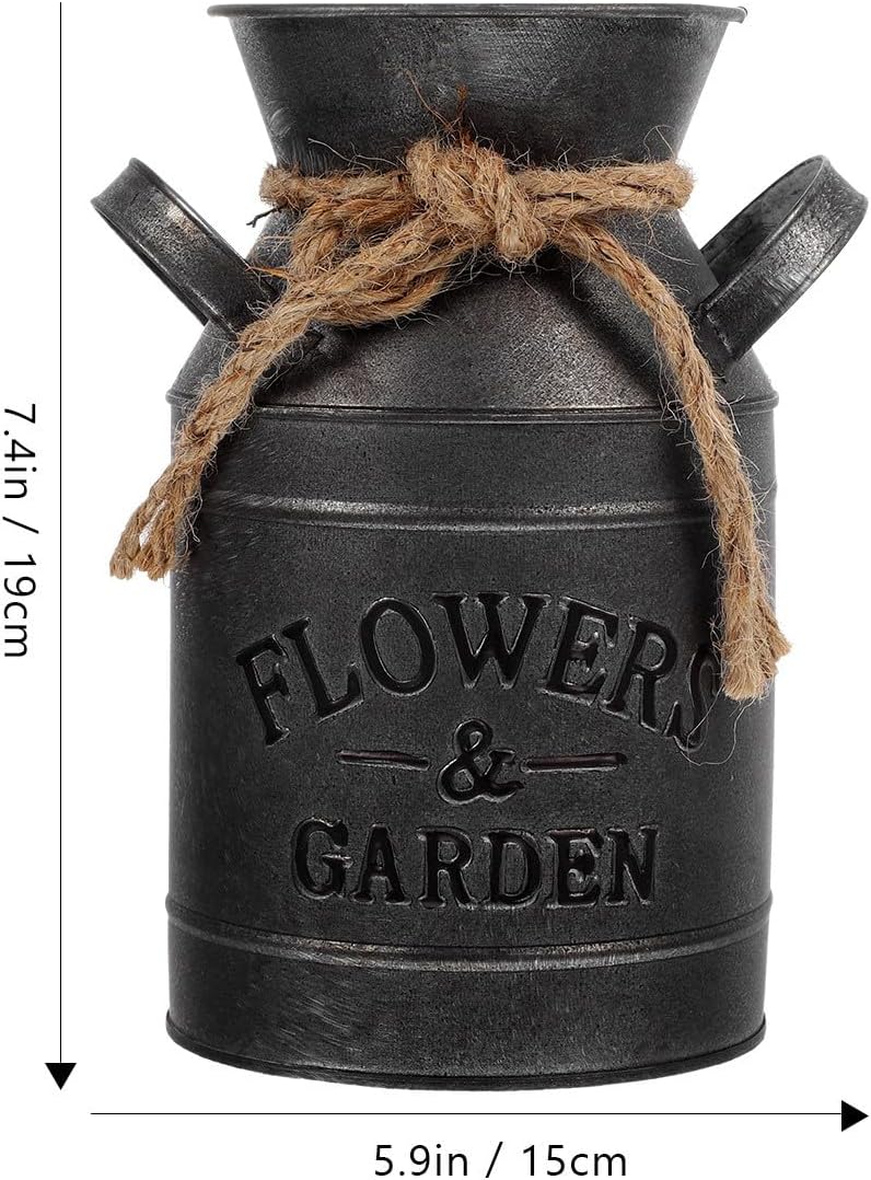 Vintage Milk Can Flower Vase 10x19x11.5cm Rustic Galvanized Iron Plant