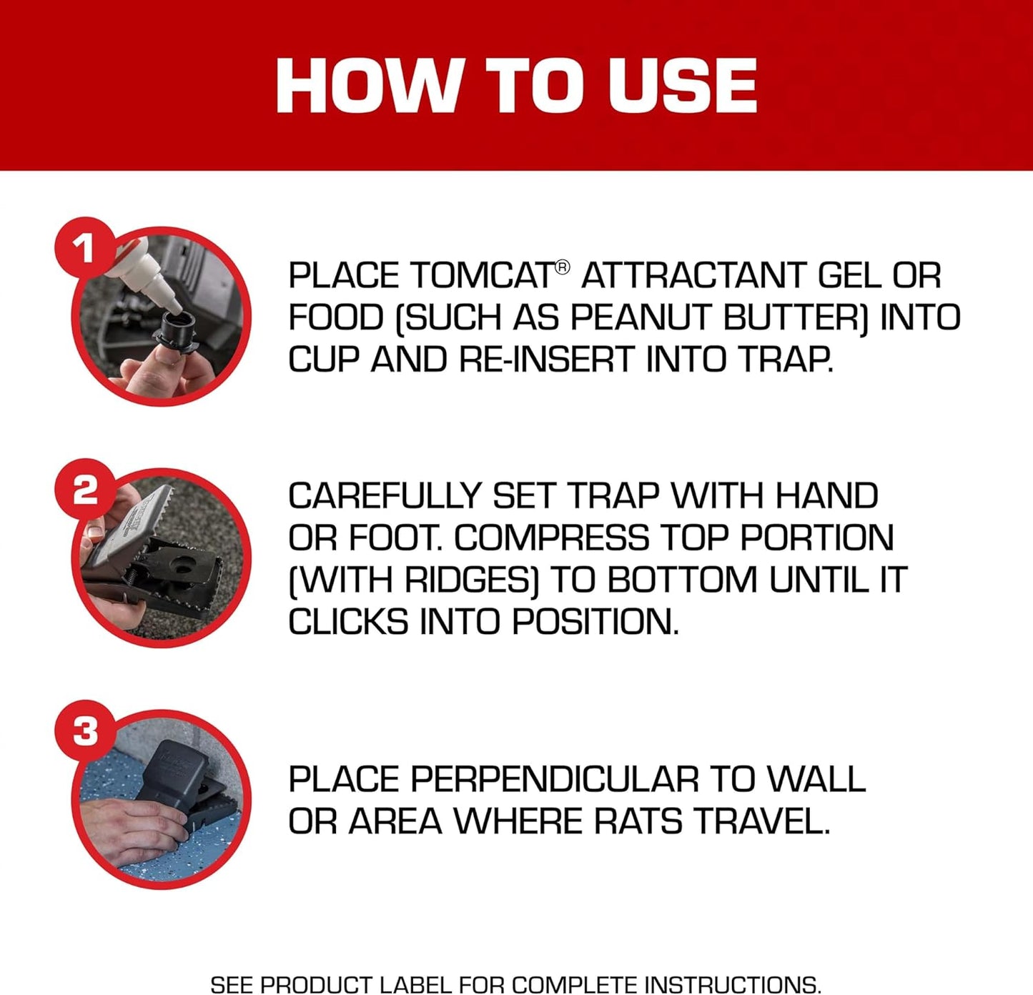 Tomcat Rat Snap Trap, 1 Rat Size Trap - Reusable - Effectively Kill Ra