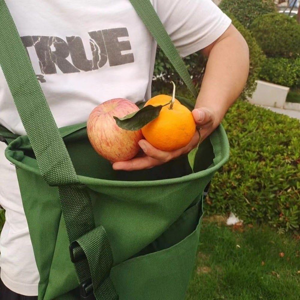 Fruit Picking Bag Harvest Apron for Garden Adjustable Vegetable Picking Bag Harvest Pouch Canvas Gathering Tote Bag