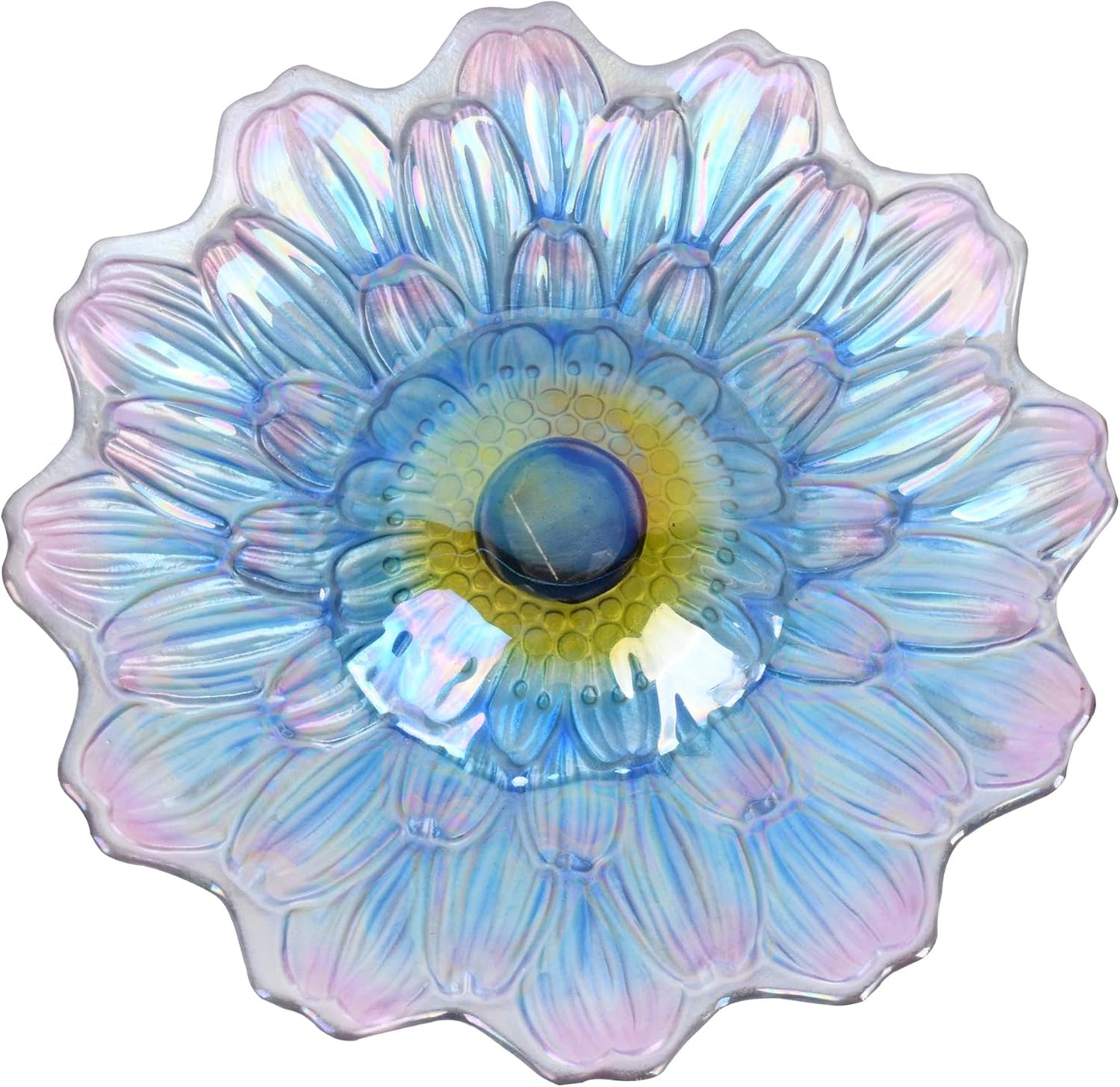Hi Line Gift Ltd. Solar LED Floral Glass Bird Bath with Stand - Purple & Purple Dahlia