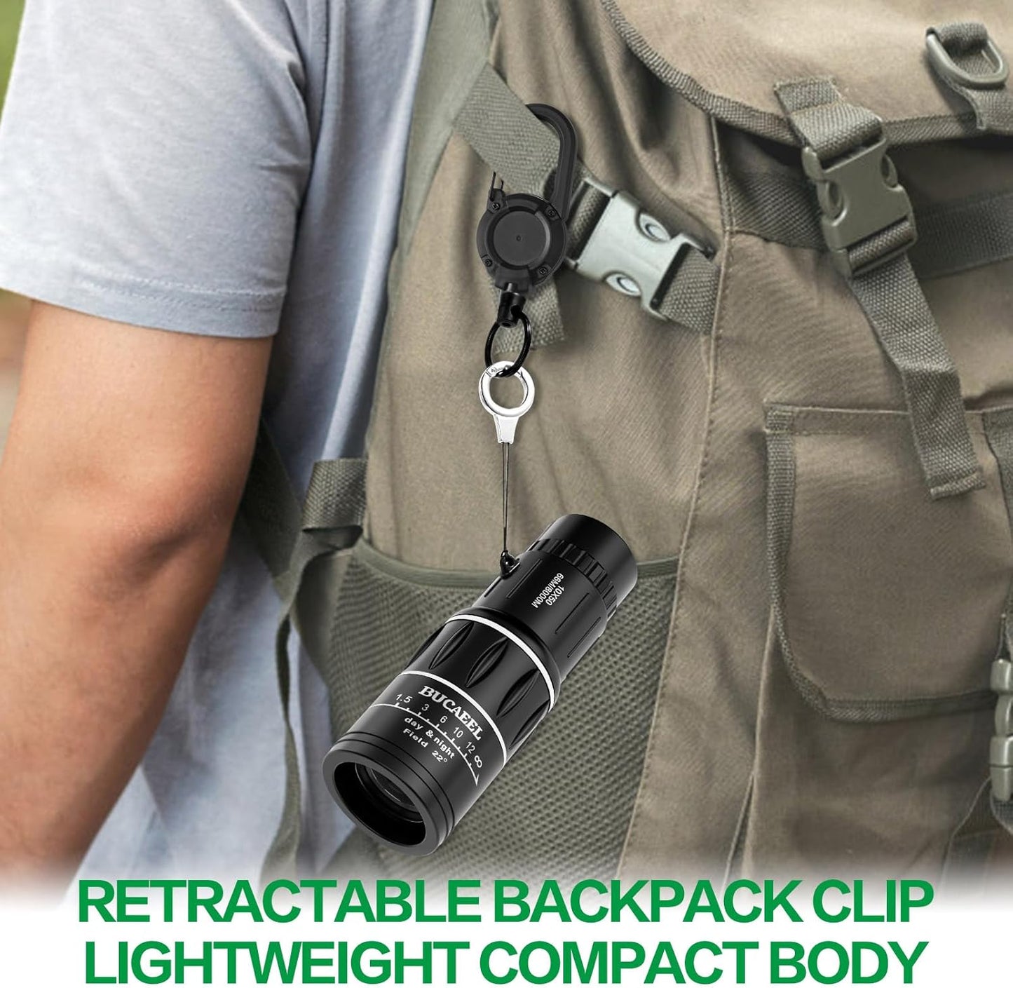 Monoculars for Adults High Powered,BAK4 Prism Monocular Scope with Large Eyepiece,Portable Telescopic Carabiner, Compact Handheld monoscope for Bird Watching,Hiking & Travel