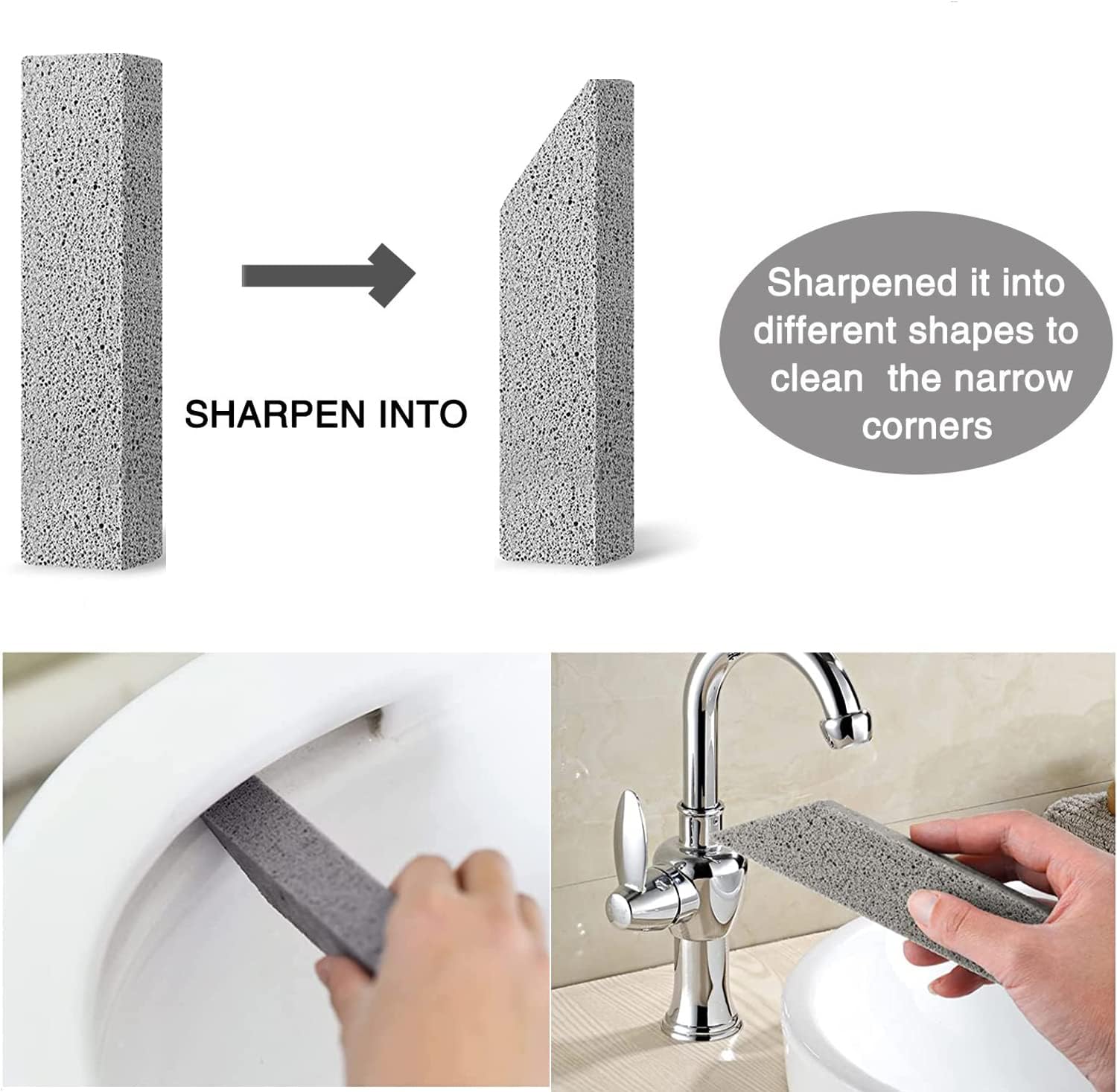 8 Pack Pumice Stone for Toilet Bowl Cleaning, Scouring Stick Remove To