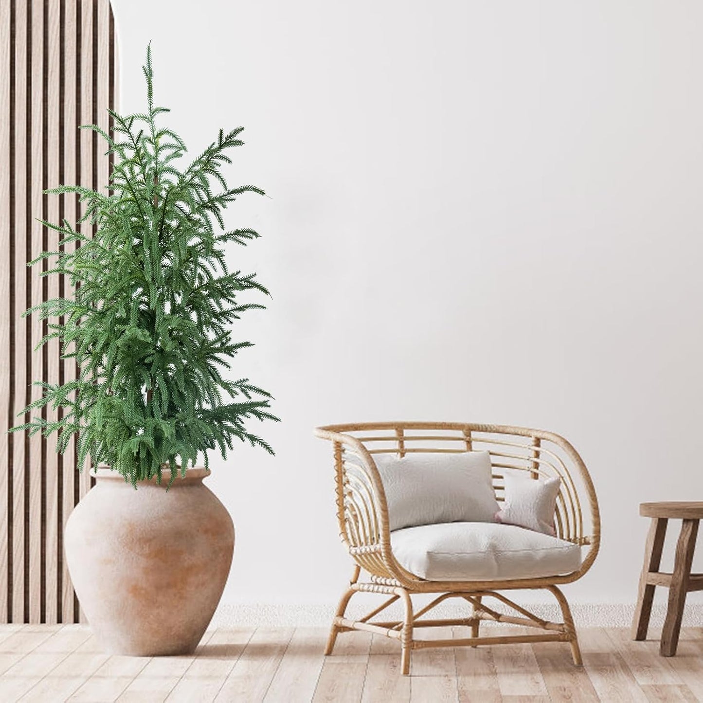 Artificial Norfolk Pine Trees 2 Pack, 3FT Fake Potted Tree with Decorative Burlap Base & Real Touch Leaves, UV Protected Indoor Outdoor Plant for Home Office Garden Decor
