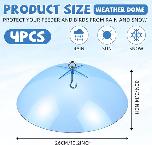 Domensi 4 Pcs 10.2 Inch Plastic Bird Feeders Dome Cover for Hanging Hu
