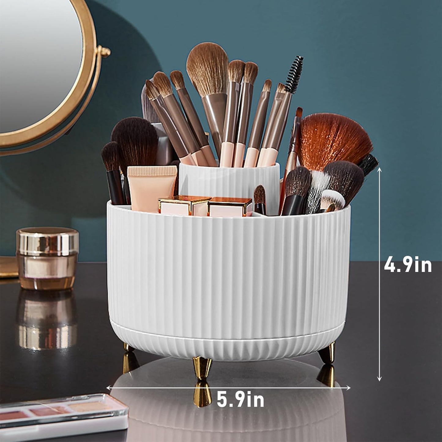 Diesisa Makeup Brush Holder Organizer,360° Rotating Makeup Brush Organ