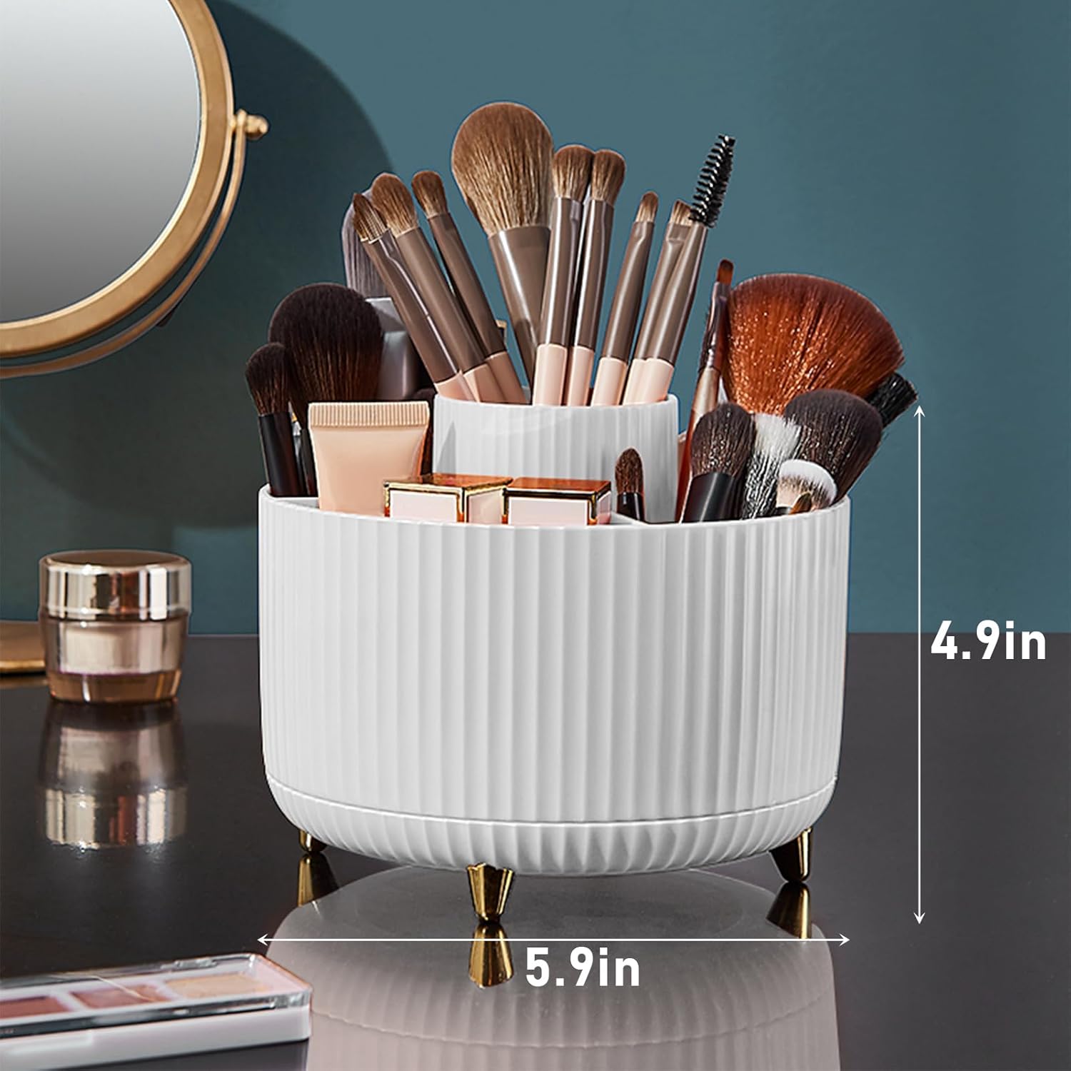 Diesisa Makeup Brush Holder Organizer,360° Rotating Makeup Brush Organ