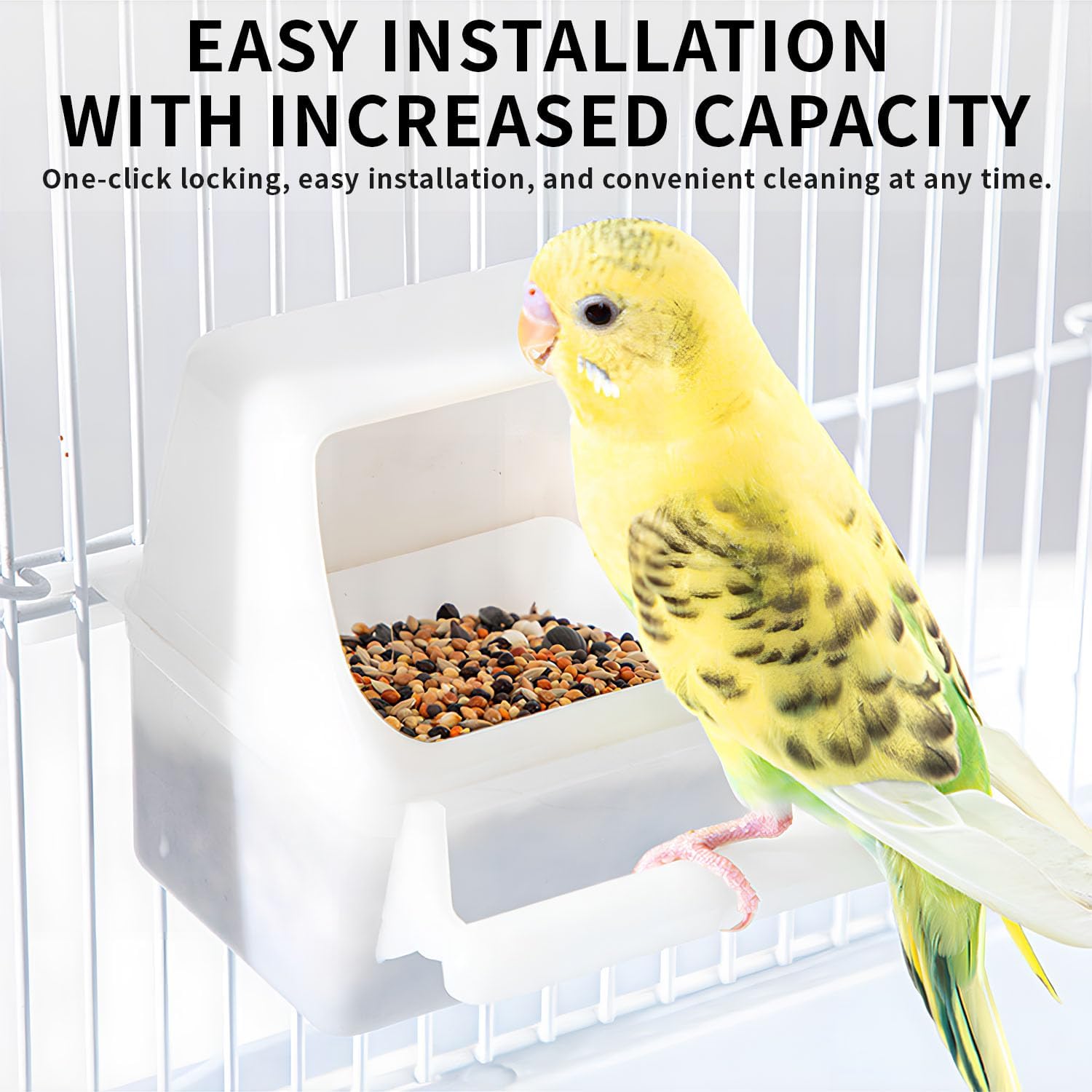 2 Pack Bird Feeding and Clear Water Bowl,Bird Cage Feeder with Bracket