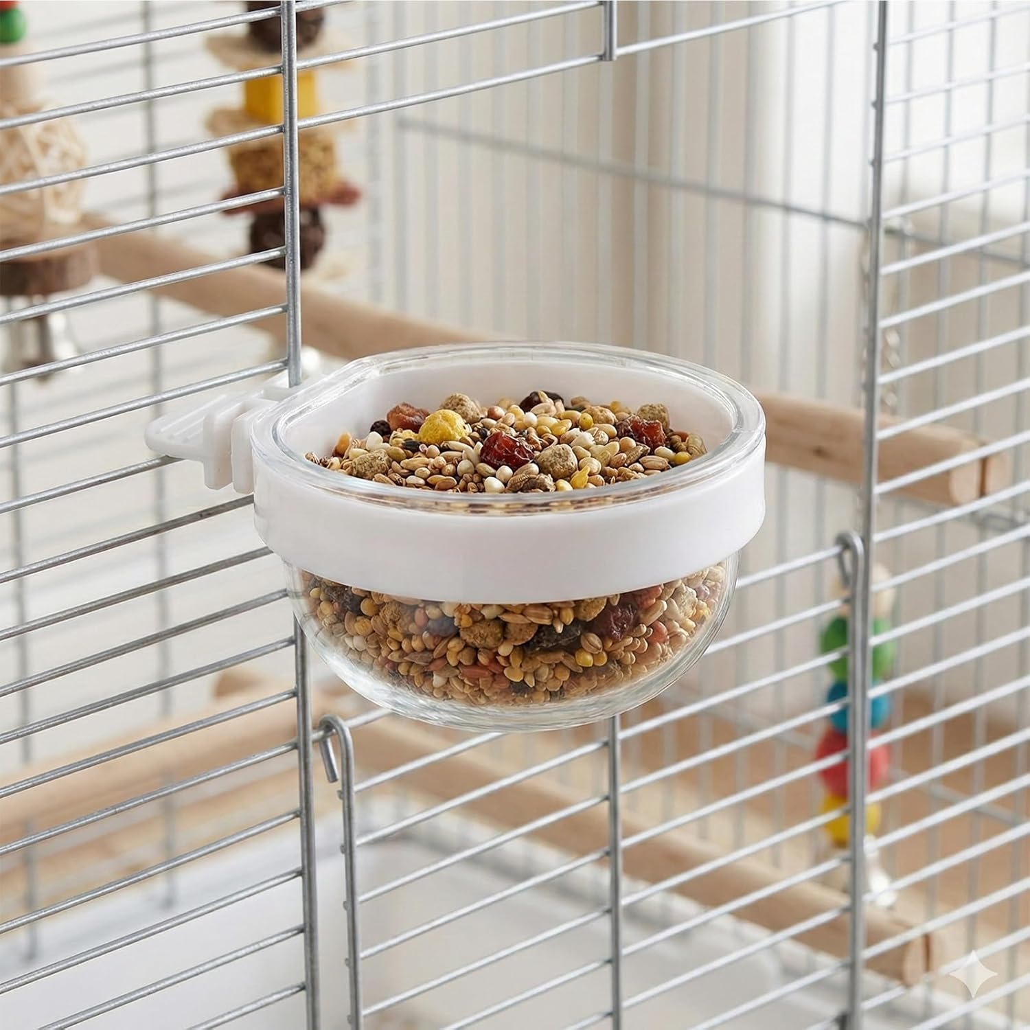 4 Pack Detachable Transparent Bowl, Bird Food Bowl, Plastic Food Cup, 