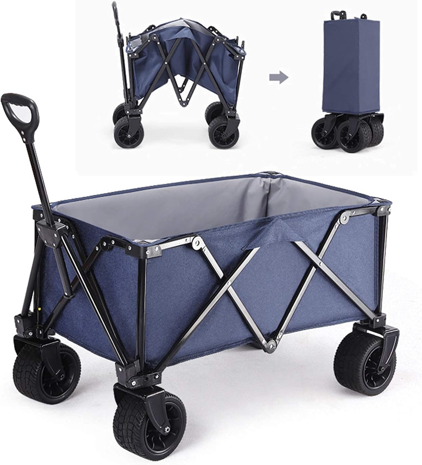 Shopping Cart,Collapsible Folding Outdoor Utility Wagon,Heavy Duty Garden Cart,Adjustable Handl-Shopping Beach Outdoors,Brown(Navy Blue)(Wine Red)/Wine Red