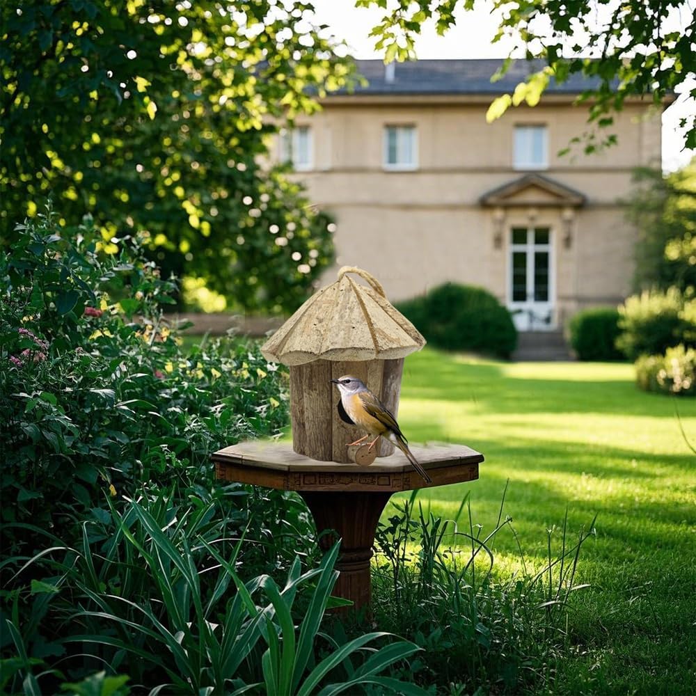 Wooden Birdhouses for Outside, Hanging Birdhouse, Cardinal Bird House Nesting Box, Natural Wood Bluebird Houses for Outdoors Finch Bluebird Cardinals, Garden Decoration