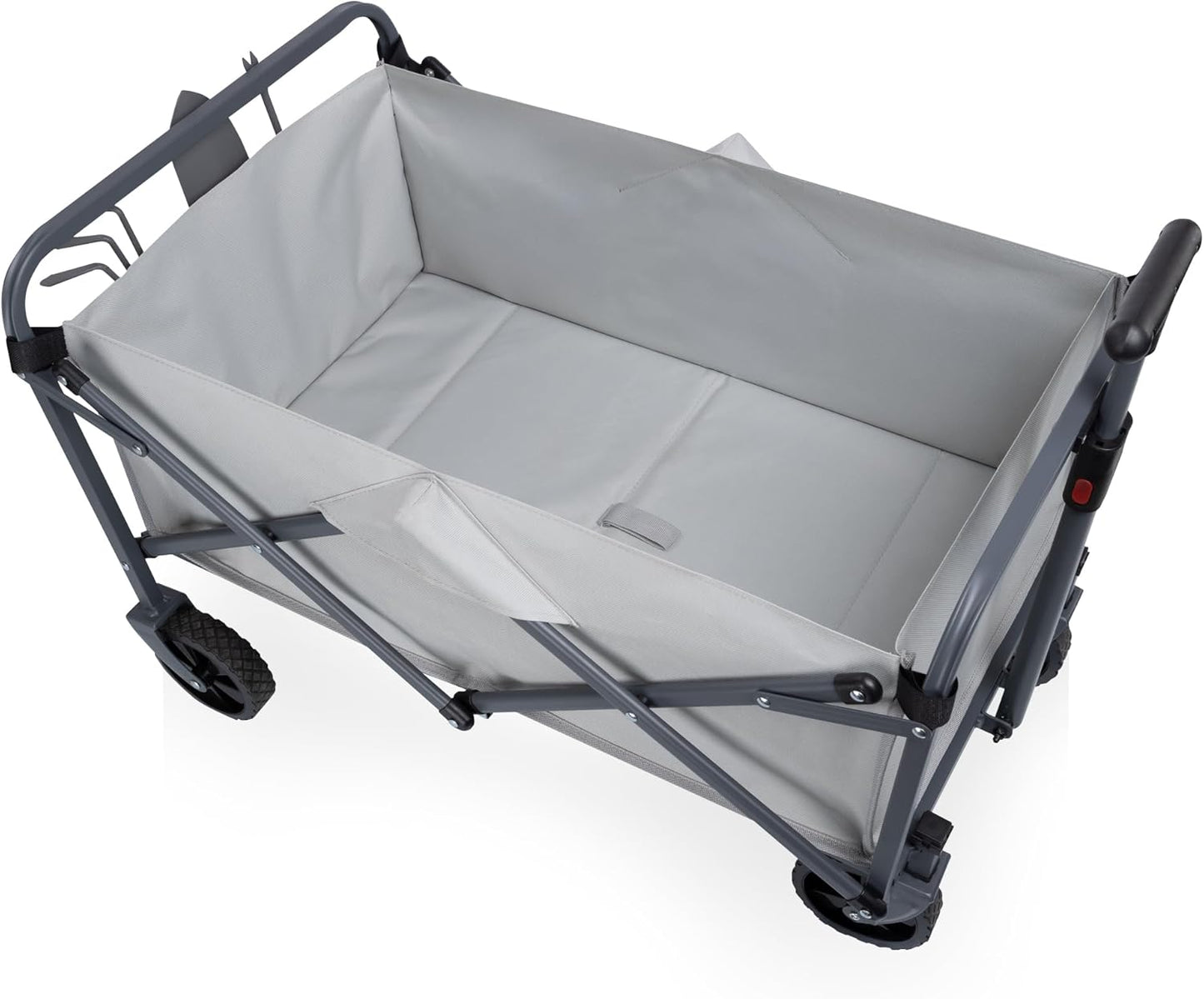 Picnic TIME Garden Wagon with 3 Piece Tools, Utility Cart with Wheels, Steel Frame Collapsible Wagon for Outdoor, Rolling Cart Featuring Telescopic Handle, Removable Insert, and Pockets, (Fog Gray)